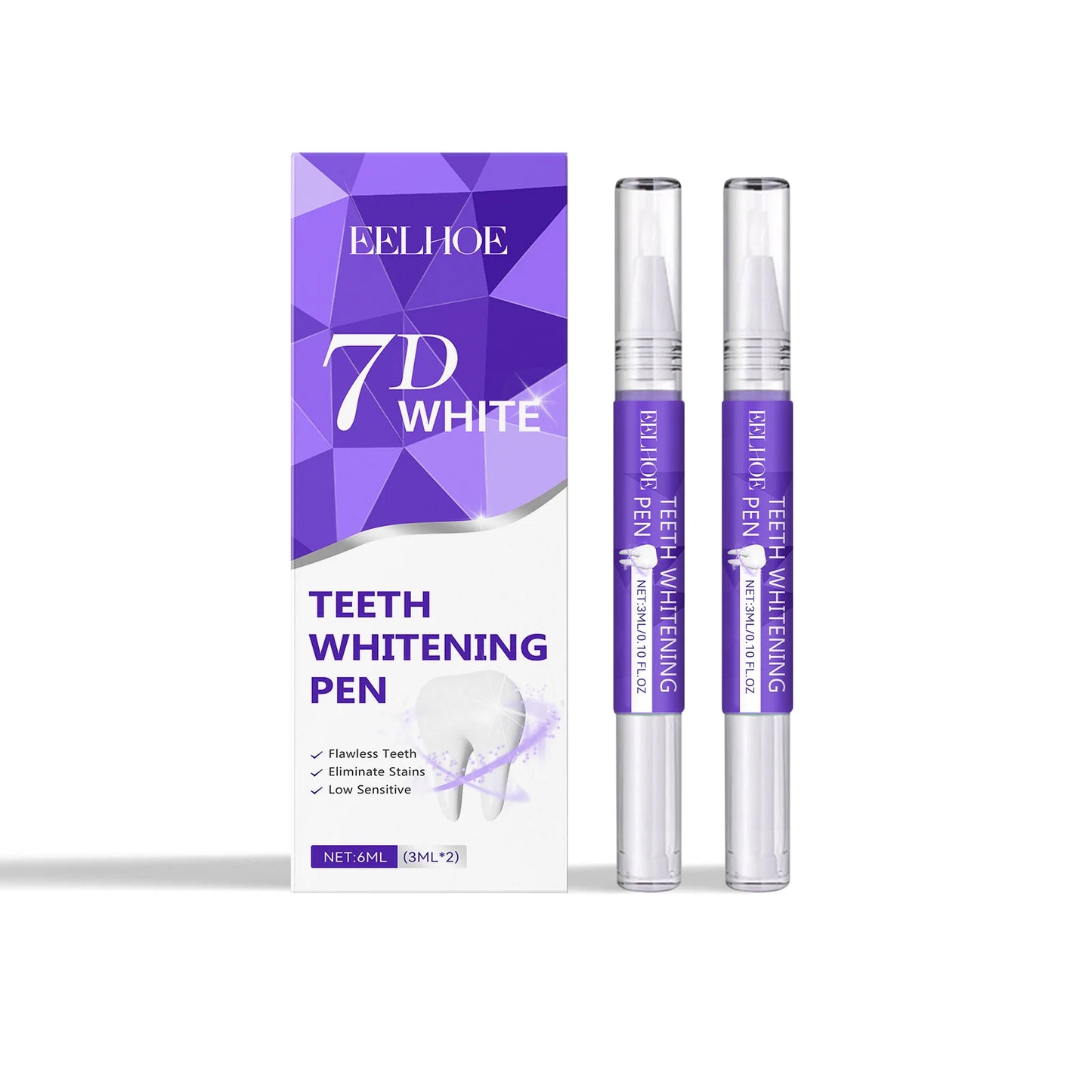 Eelhoe 3mlx2 Teeth Whitening Pen Tooth Gel Whitener Bleach Oral Hygiene Dental Cleaning Remove Plaque Stain Fresh Breath Gel Pen