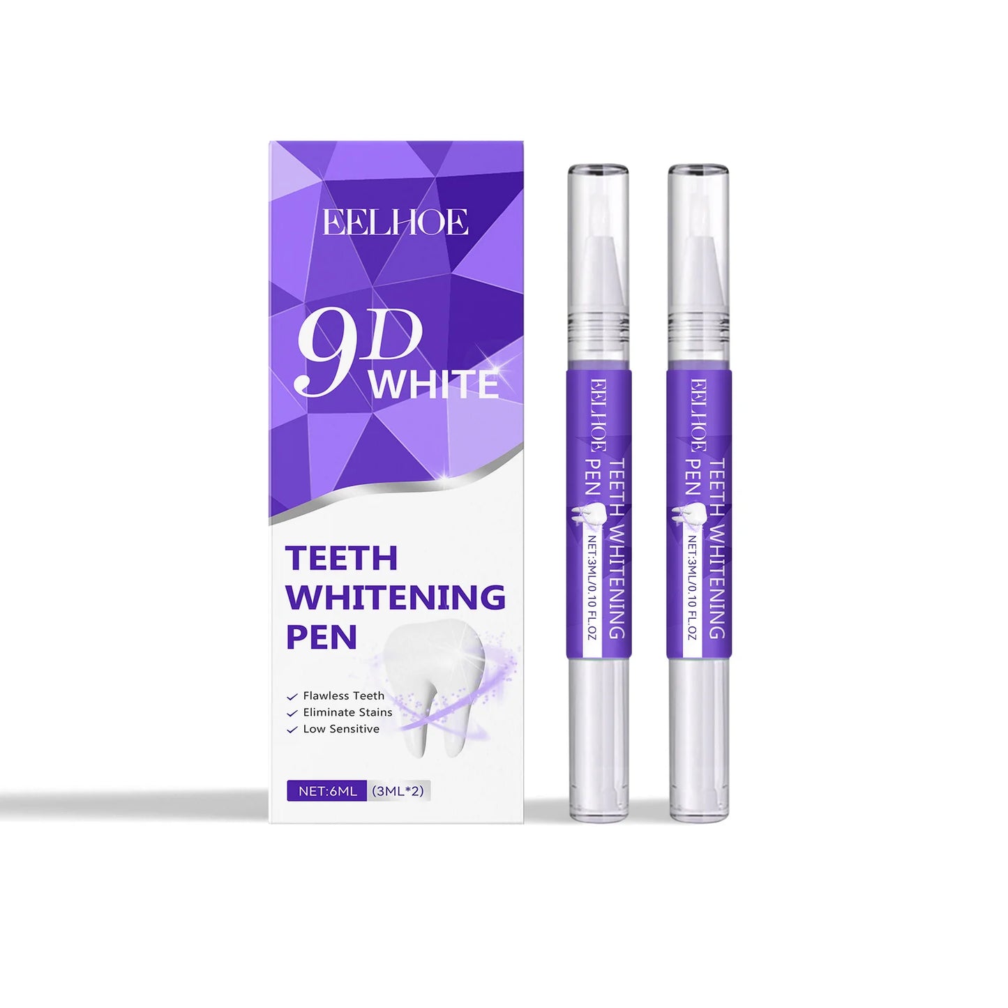 Eelhoe 3mlx2 Teeth Whitening Pen Tooth Gel Whitener Bleach Oral Hygiene Dental Cleaning Remove Plaque Stain Fresh Breath Gel Pen