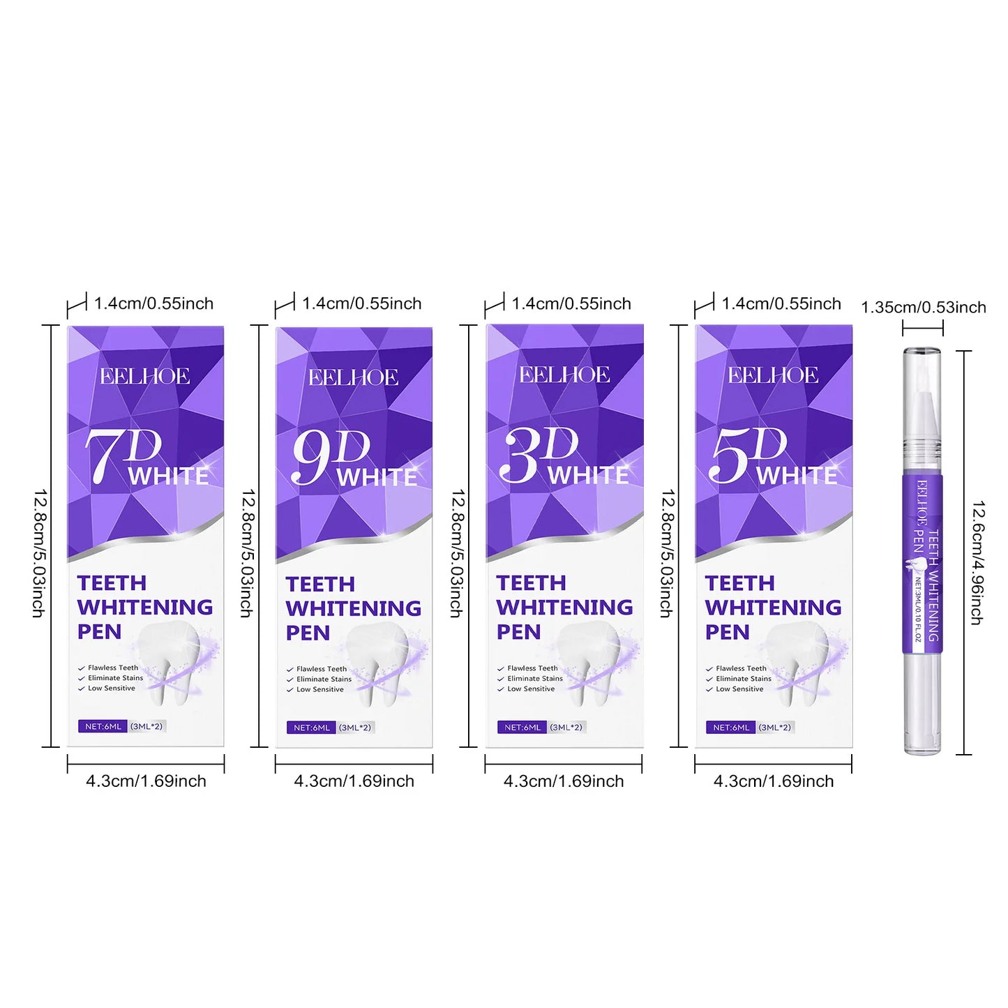 Eelhoe 3mlx2 Teeth Whitening Pen Tooth Gel Whitener Bleach Oral Hygiene Dental Cleaning Remove Plaque Stain Fresh Breath Gel Pen