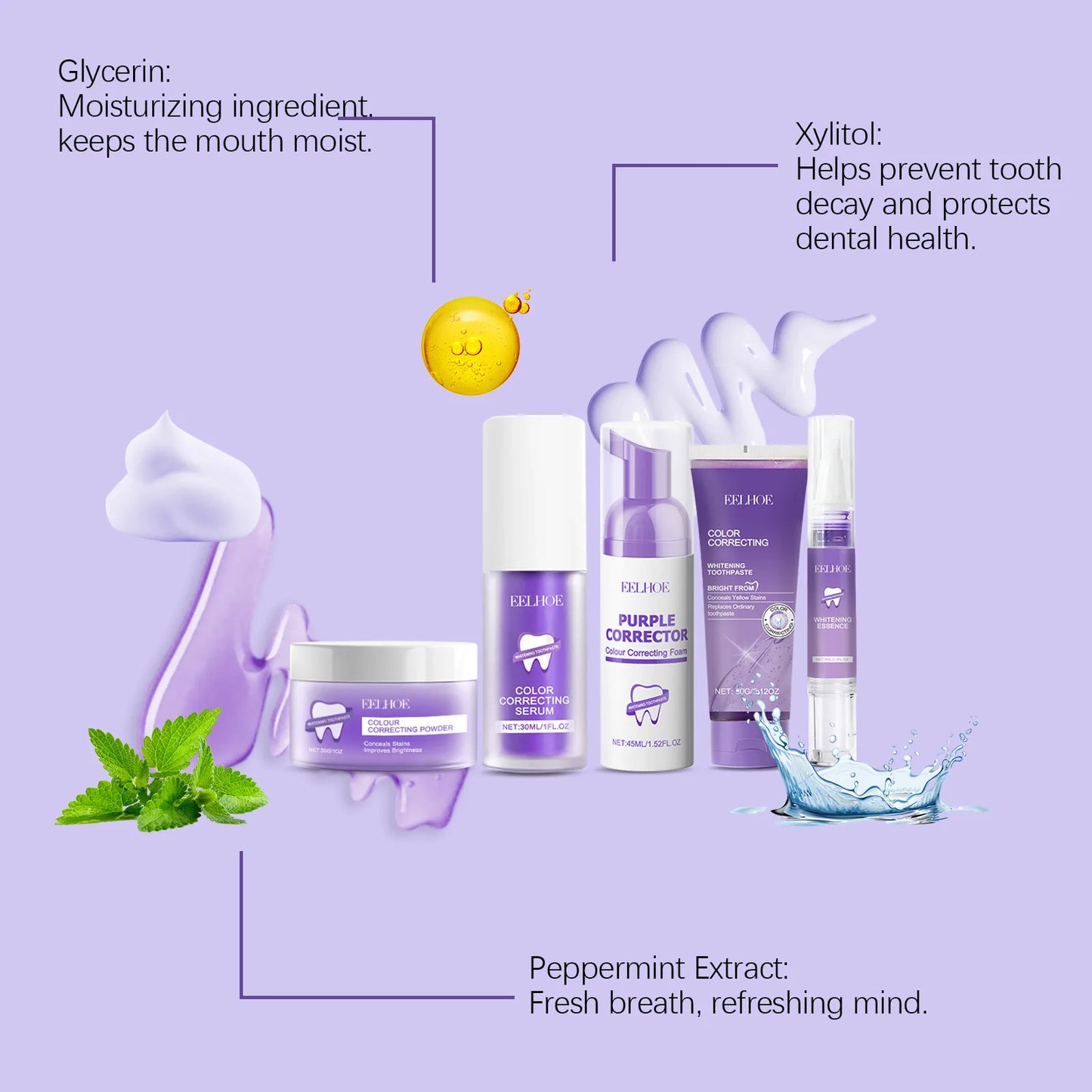 Purple Teeth Cleaning Care Set