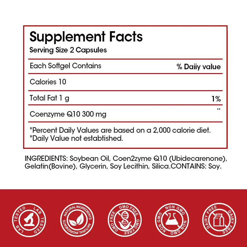 CoQ10 300mg Super 3x Absorption, Antioxidant, Heart Health and Energy