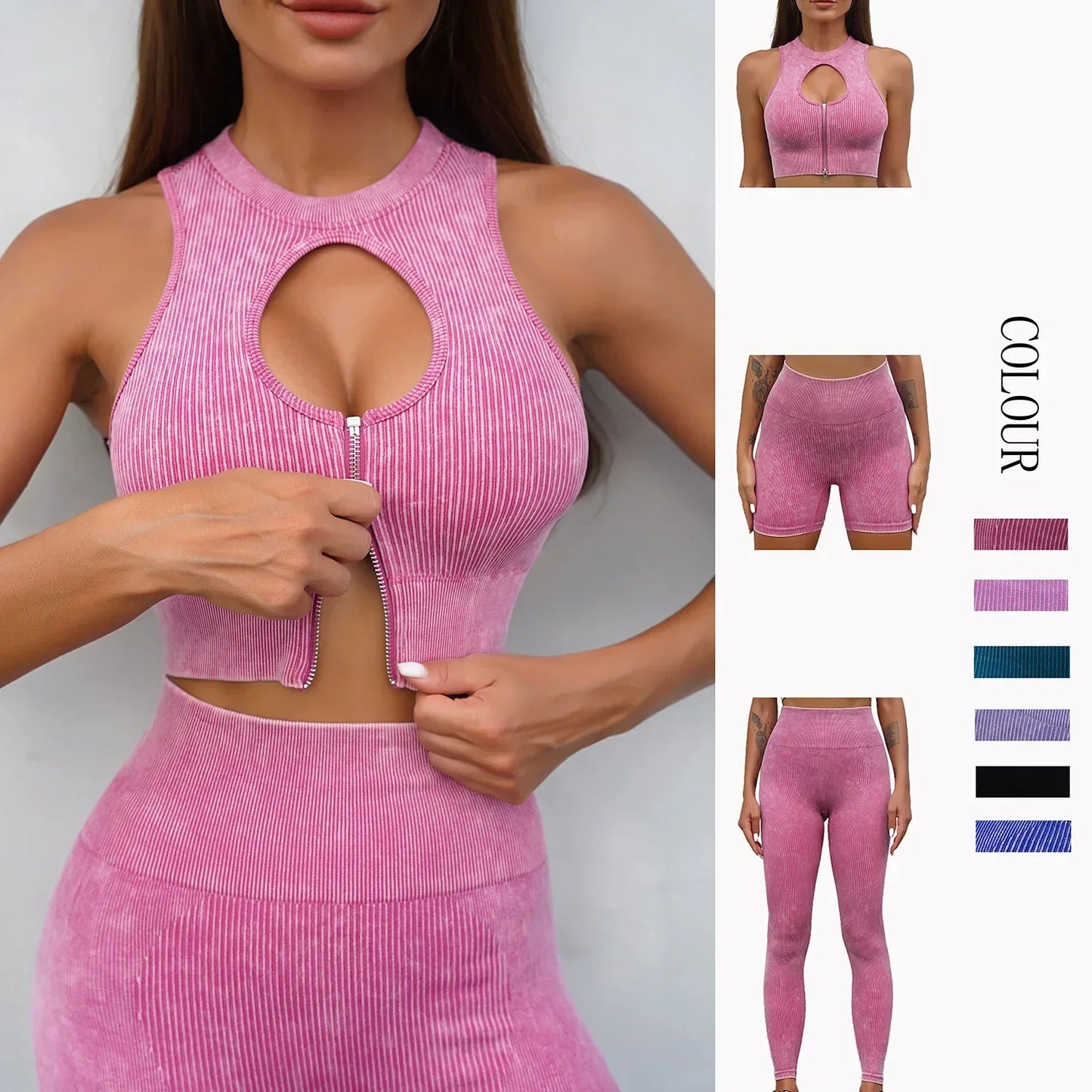 Seamless Yoga Sets High Waist Hip Raise Leggings Sportswear for Women