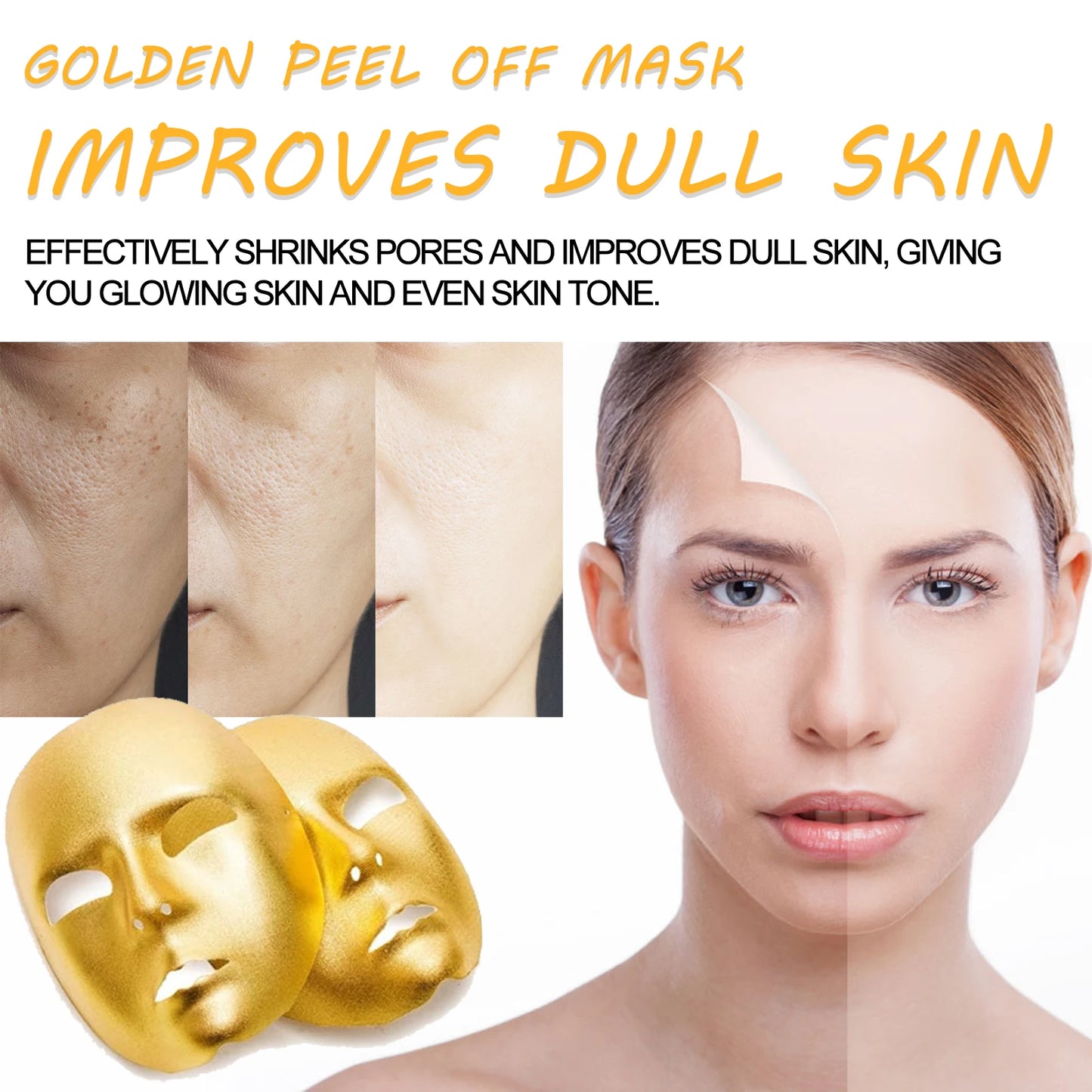 24K Gold Foil Peel-Off Facial Mask Moisturizing Brighten Skin