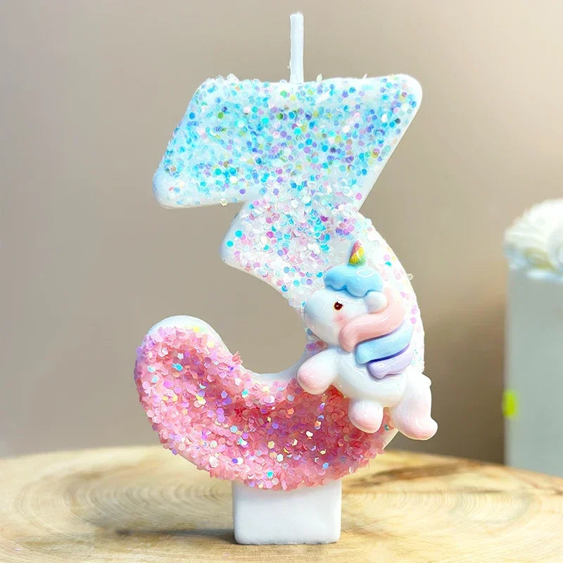 Unicorn Birthday Number candles.
