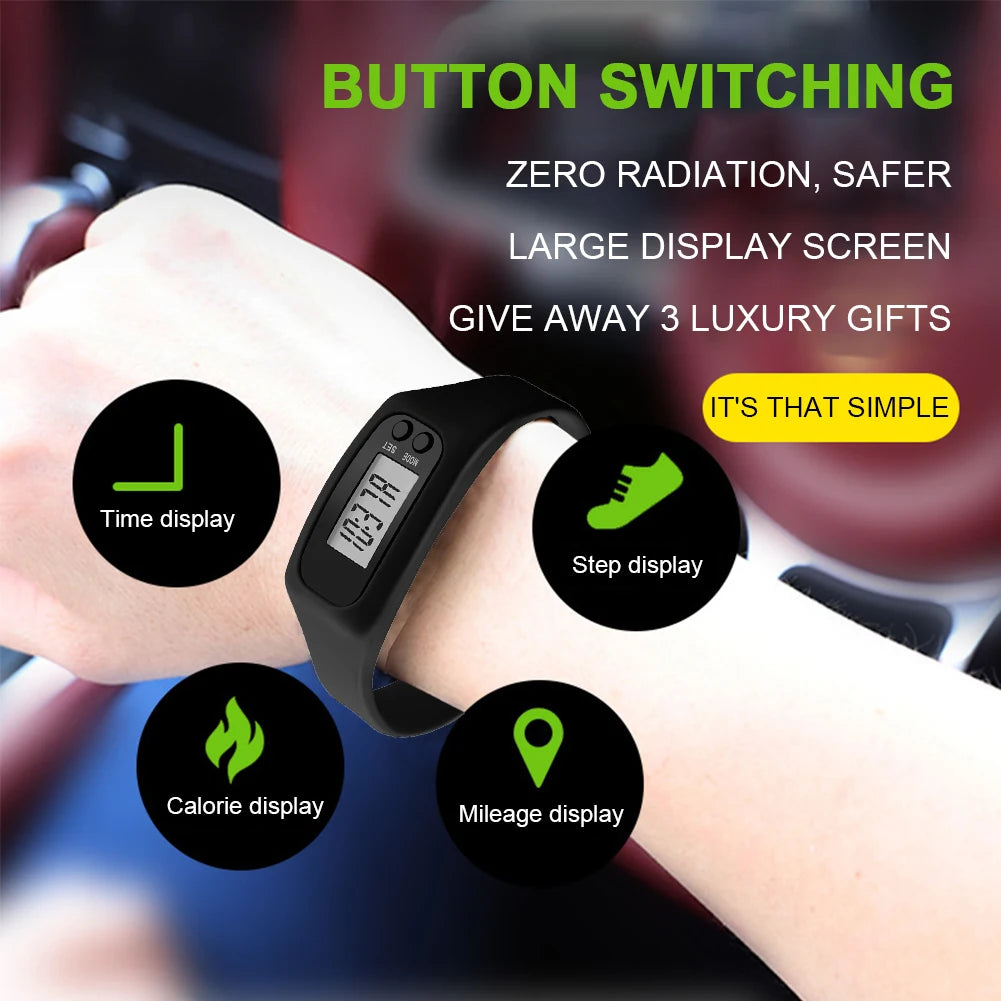 LED Pedometer Bracelet Wrist Calorie Counter