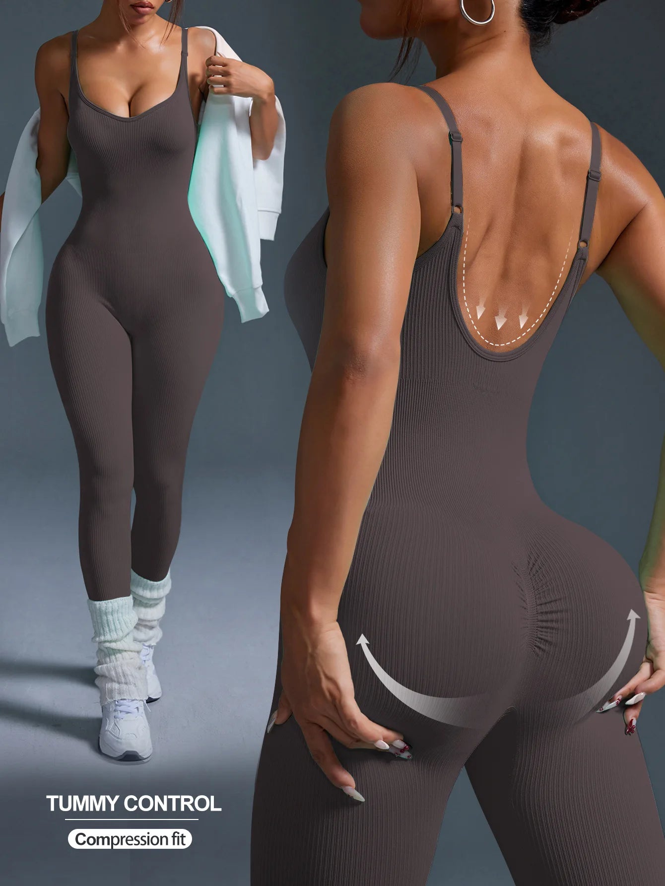 One-piece Seamless Sport Yoga Jumpsuit.