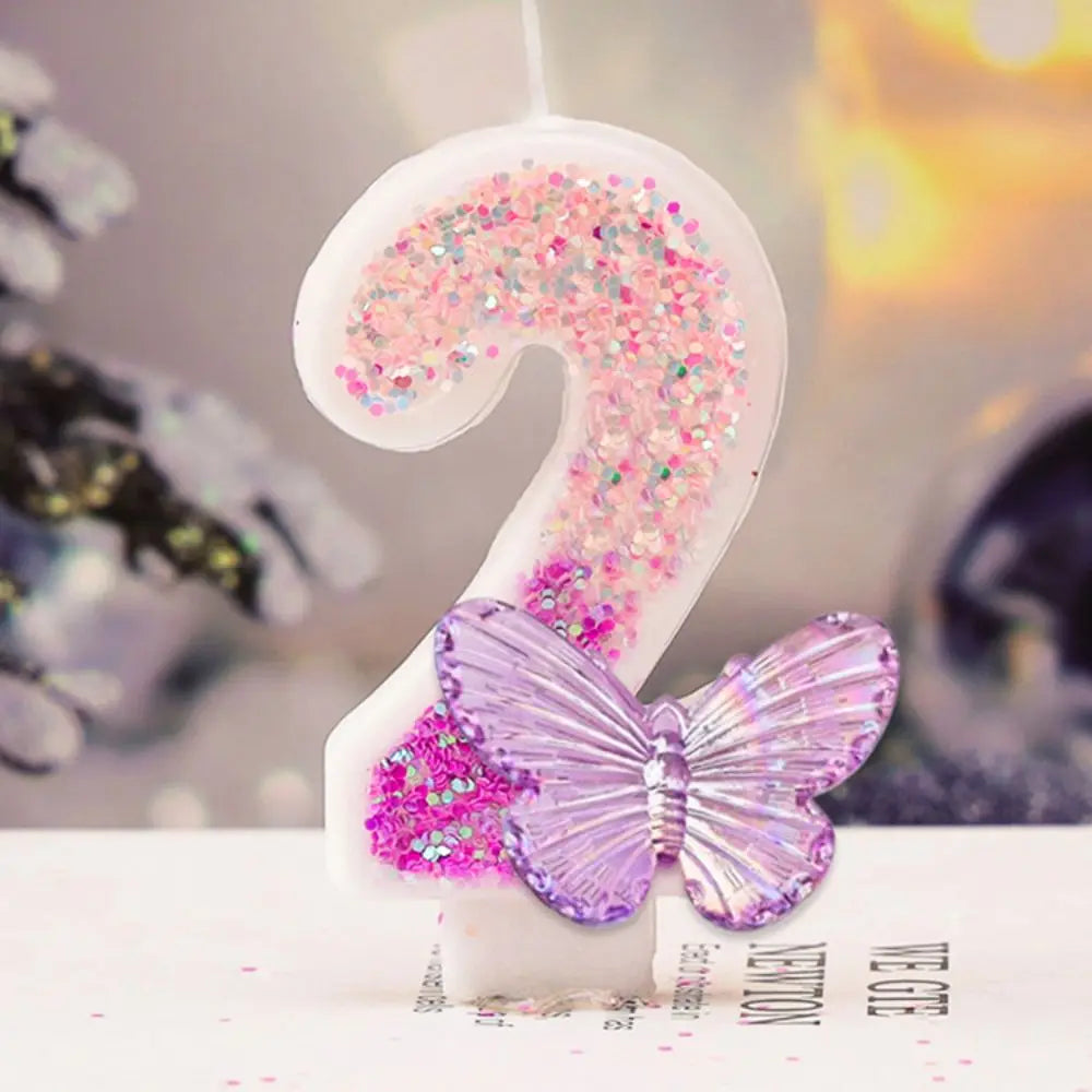 Butterflies Number Cake Candles.