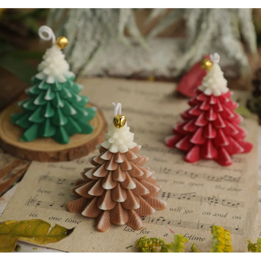 Handmade Christmas Tree Soy Wax Candle with Bell.
