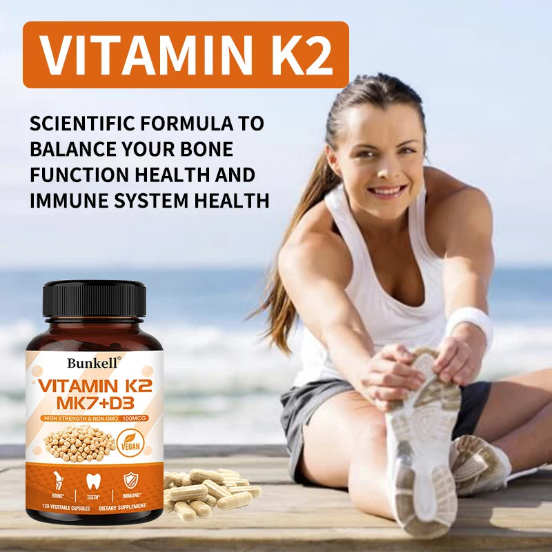 Vitamin K2 + D3 Supplement - Healthy Bones, Teeth and Immune System,
