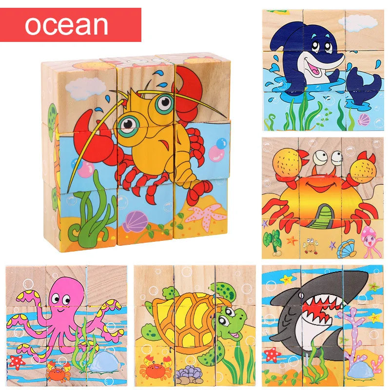 Wooden Blocks Six Sides, Three-Dimensional.