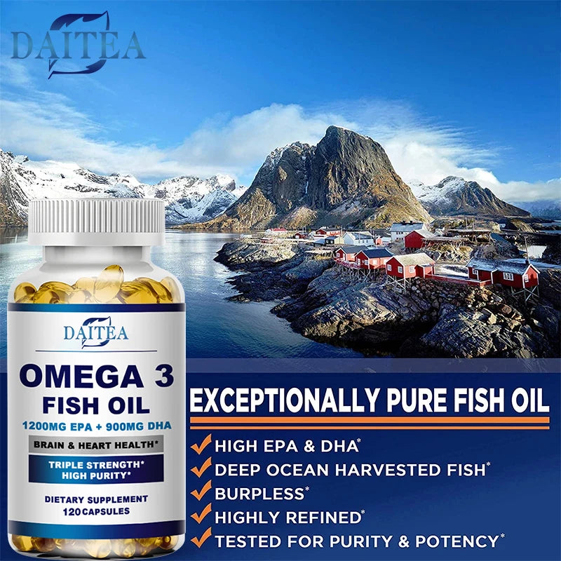 Premium Omega 3 Fish Oil High Supports Brain & Heart Health