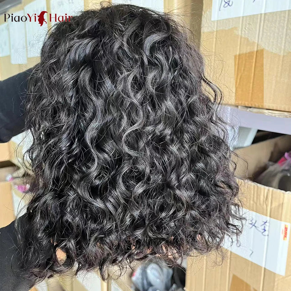 Glue less Wig Human Hair Water Wave Bob Wig.