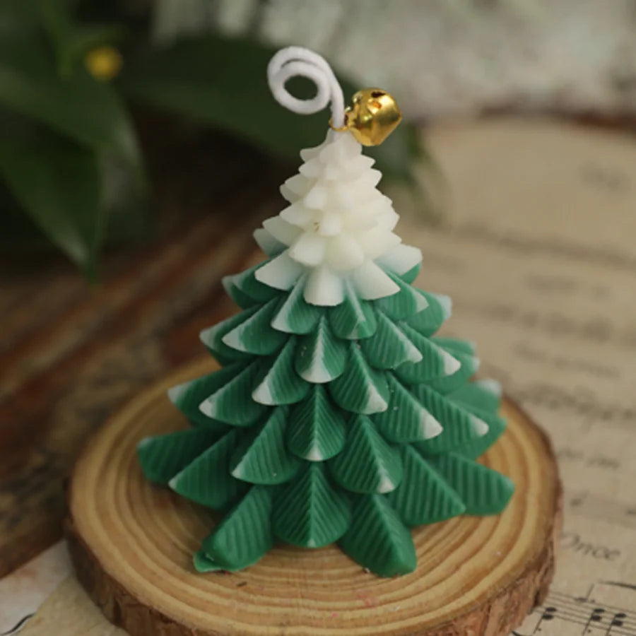 Handmade Christmas Tree Soy Wax Candle with Bell.