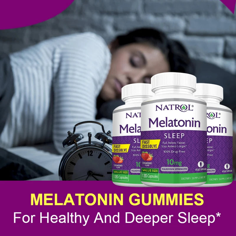 Melatonin Sleep Supplement Immune Support, Stress Relief, Fall Asleep Faster,