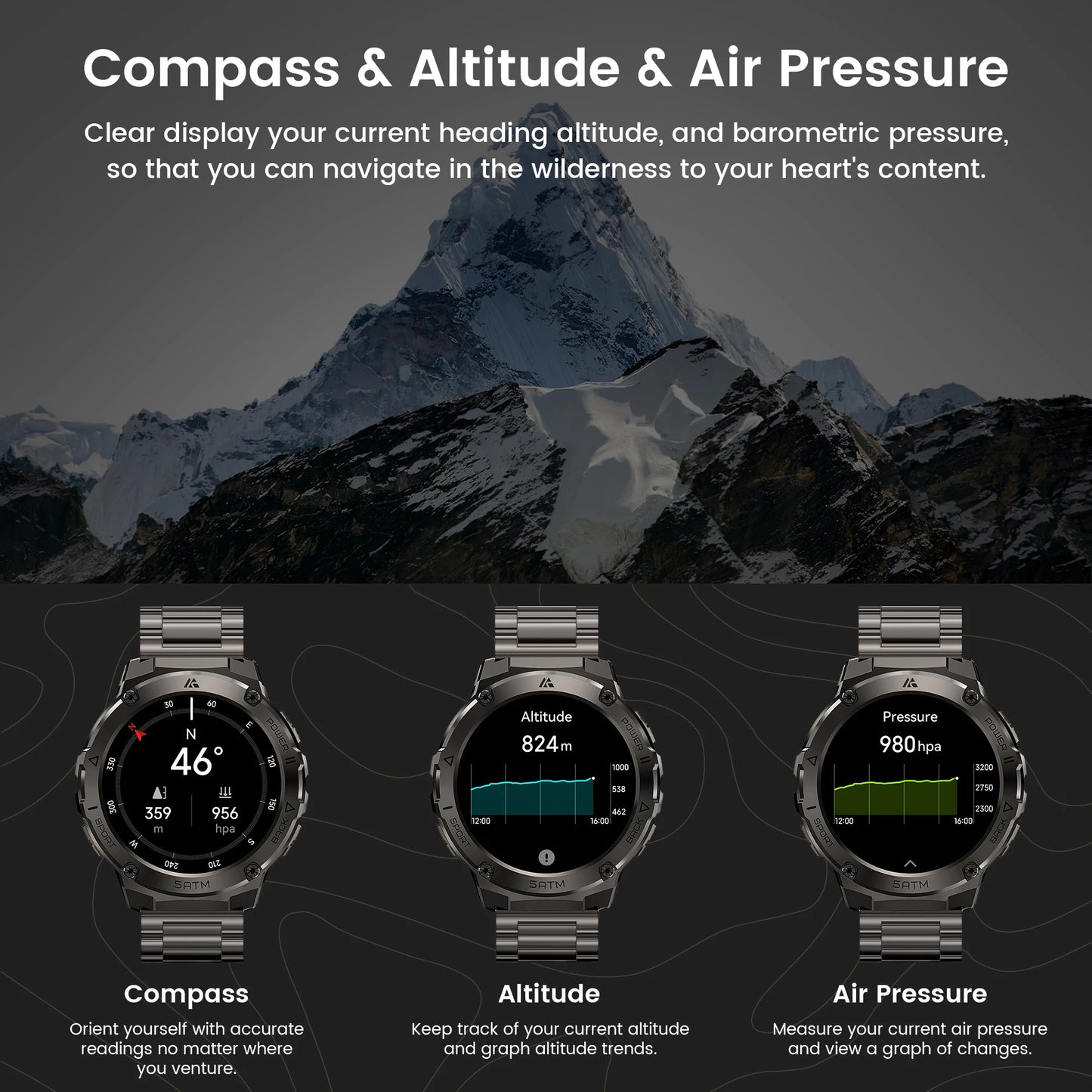 GPS Smart Watch For Men with Compass.