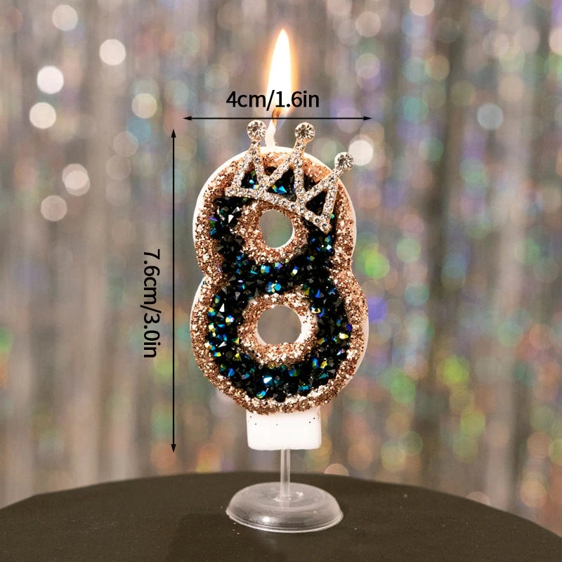 Black Crown Number Cake Toppers.
