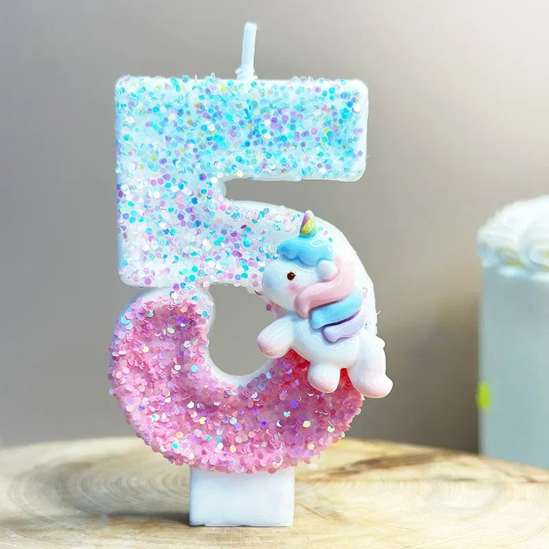 Unicorn Birthday Number candles.
