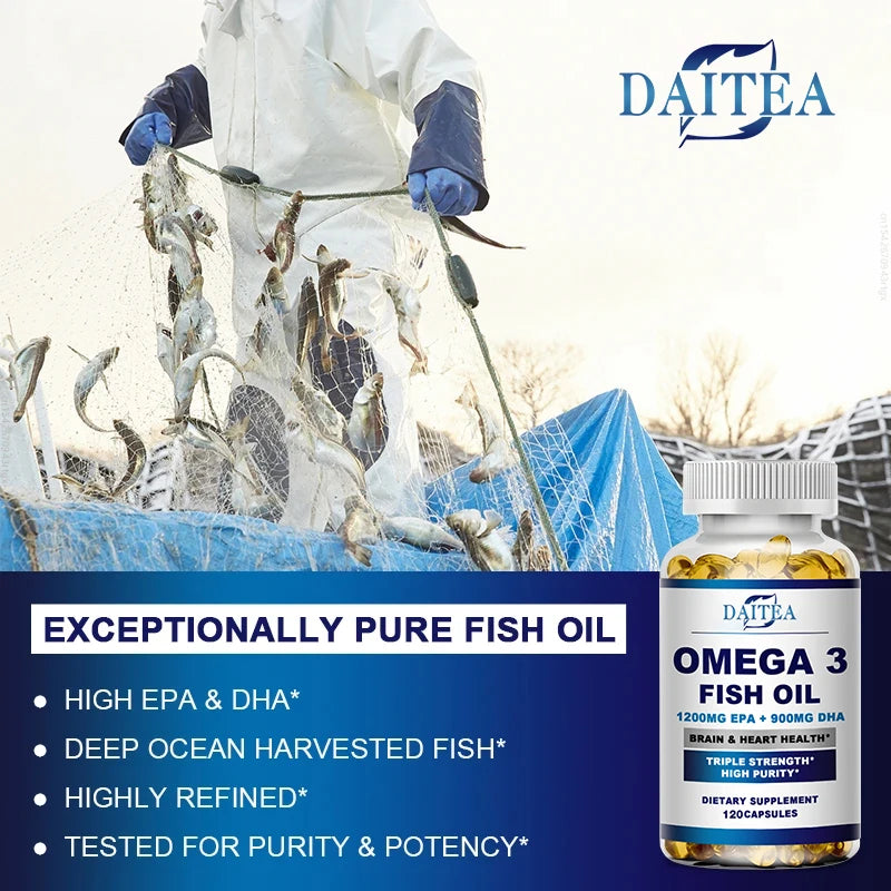 Premium Omega 3 Fish Oil High Supports Brain & Heart Health