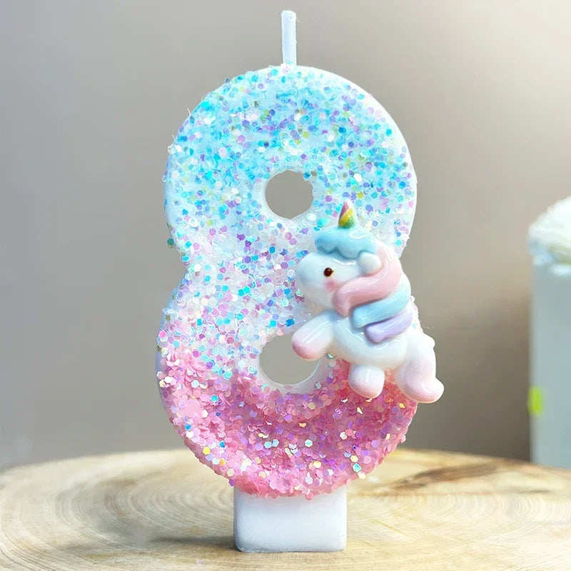 Unicorn Birthday Number candles.