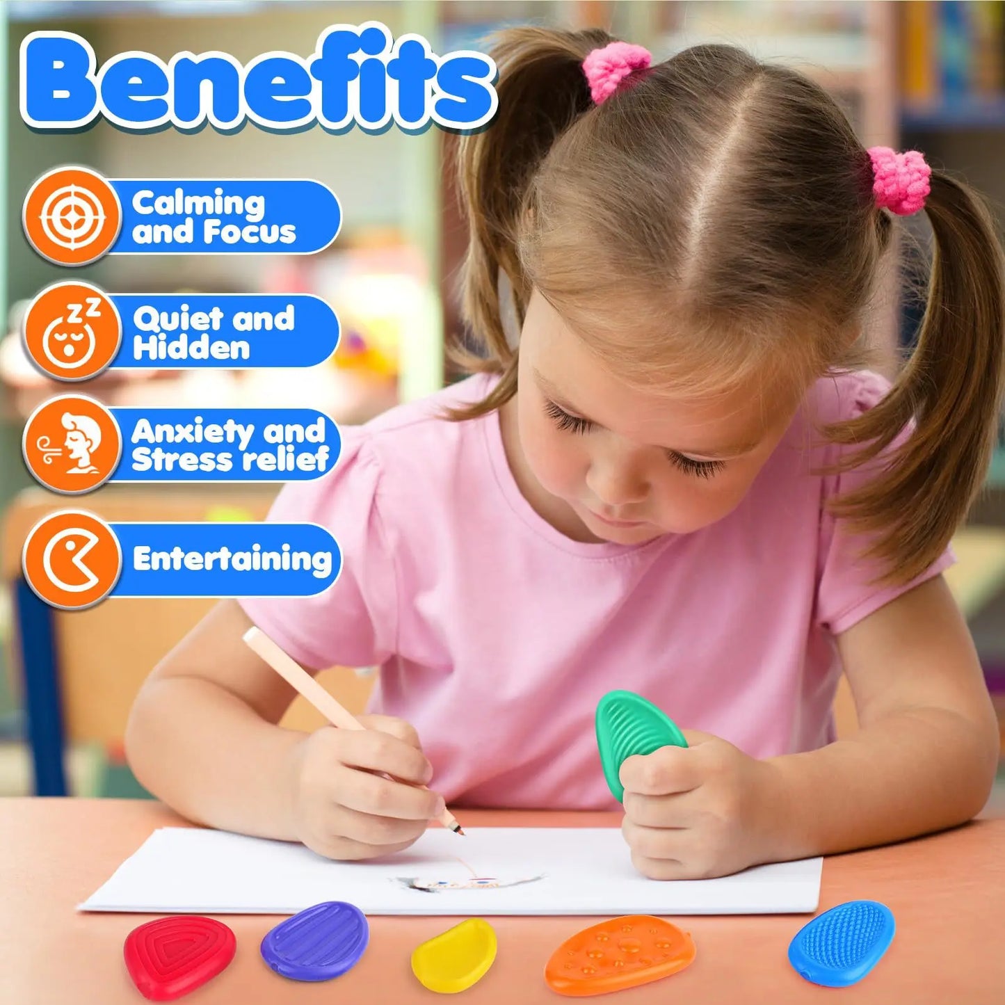 Fidget Toys Adults Sensory Silicone Stone Textured for Autism Kids