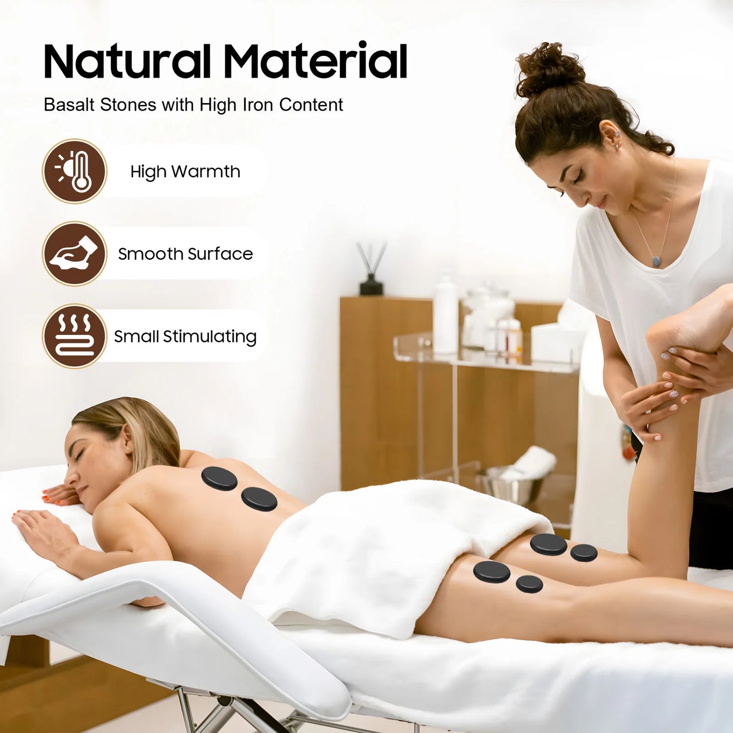 Basalt Massage Stones Heater Box Set for Muscle Relaxation, Stress & Tension Relief