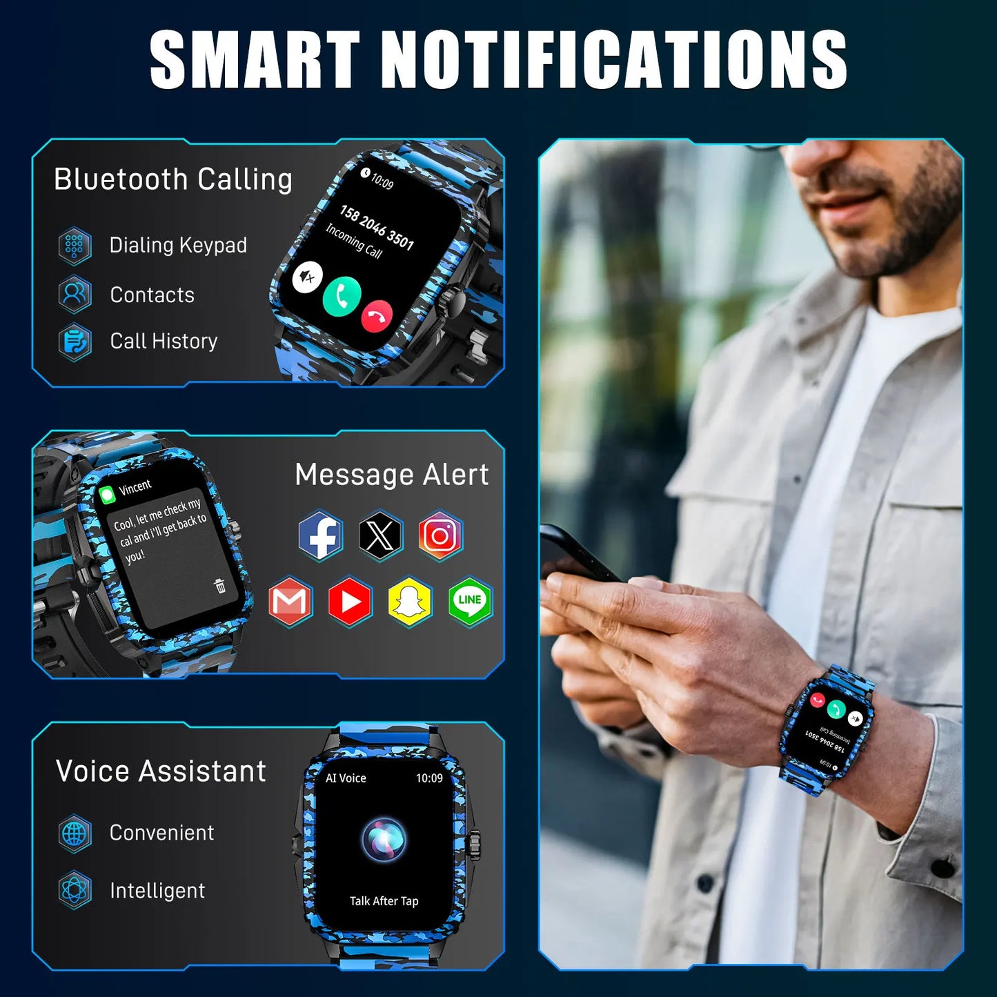 Men Smart Watch Waterproof Fitness Tracker