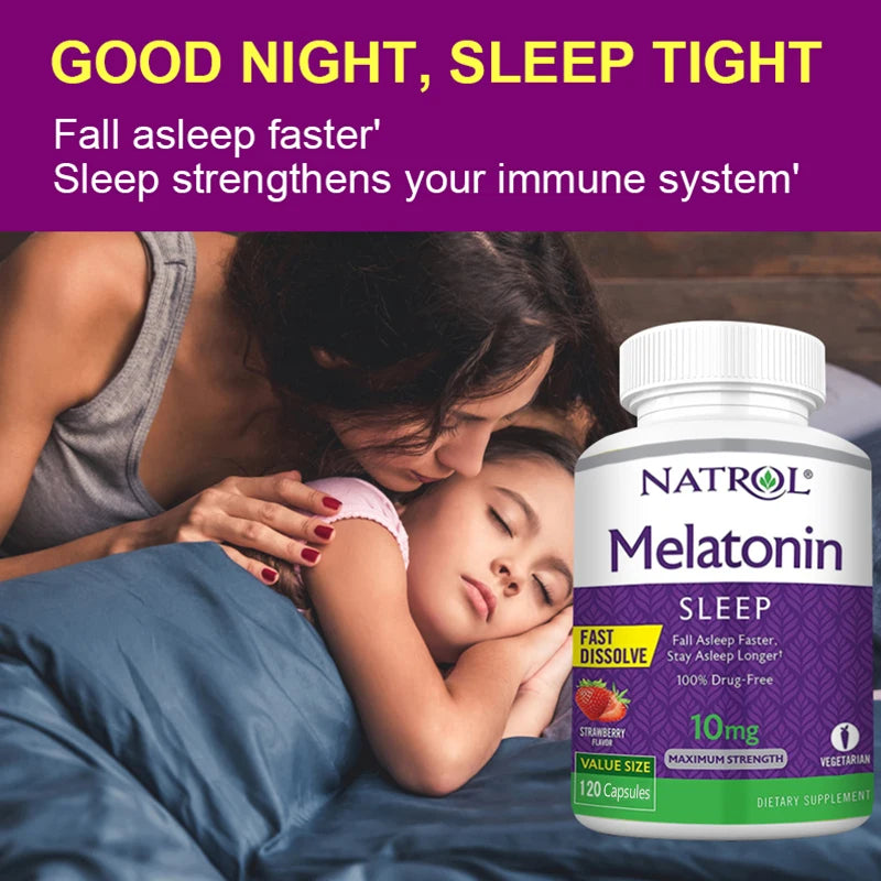 Melatonin Sleep Supplement Immune Support, Stress Relief, Fall Asleep Faster,