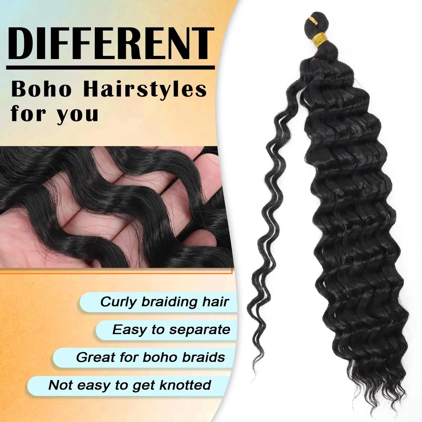 40 Inch Colored Water Deep Wave Curly Human Hair
