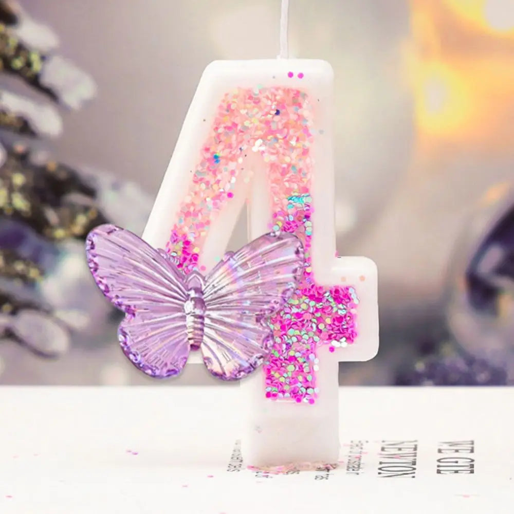 Butterflies Number Cake Candles.
