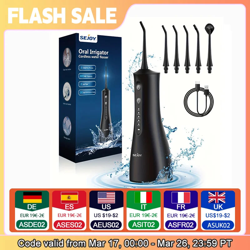 Sejoy Cordless Water Flosser for Teeth Cleaning