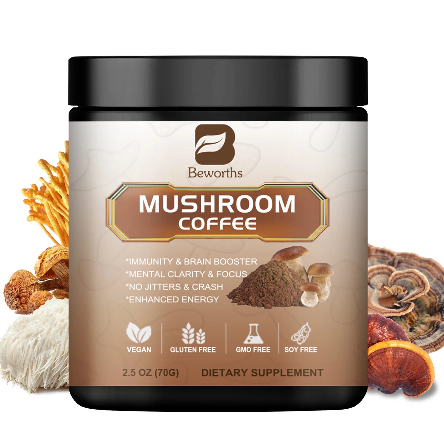 Mushroom Coffee 10 Mushroom Extract - for energy and immune support