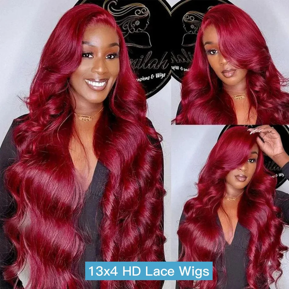 Body Wave Burgundy, Human Hair Wigs For Women.