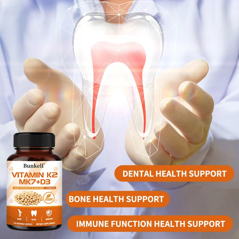 Vitamin K2 + D3 Supplement - Healthy Bones, Teeth and Immune System,