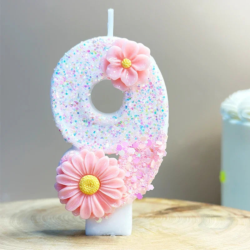 Pink Daisy White Candles.