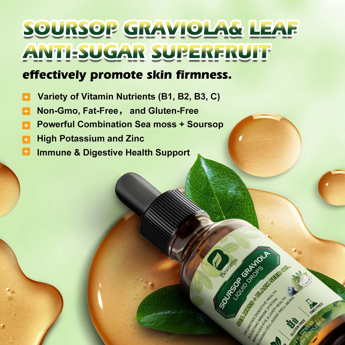 BEWORTHS Sea Moss & Soursop Extract Drops.