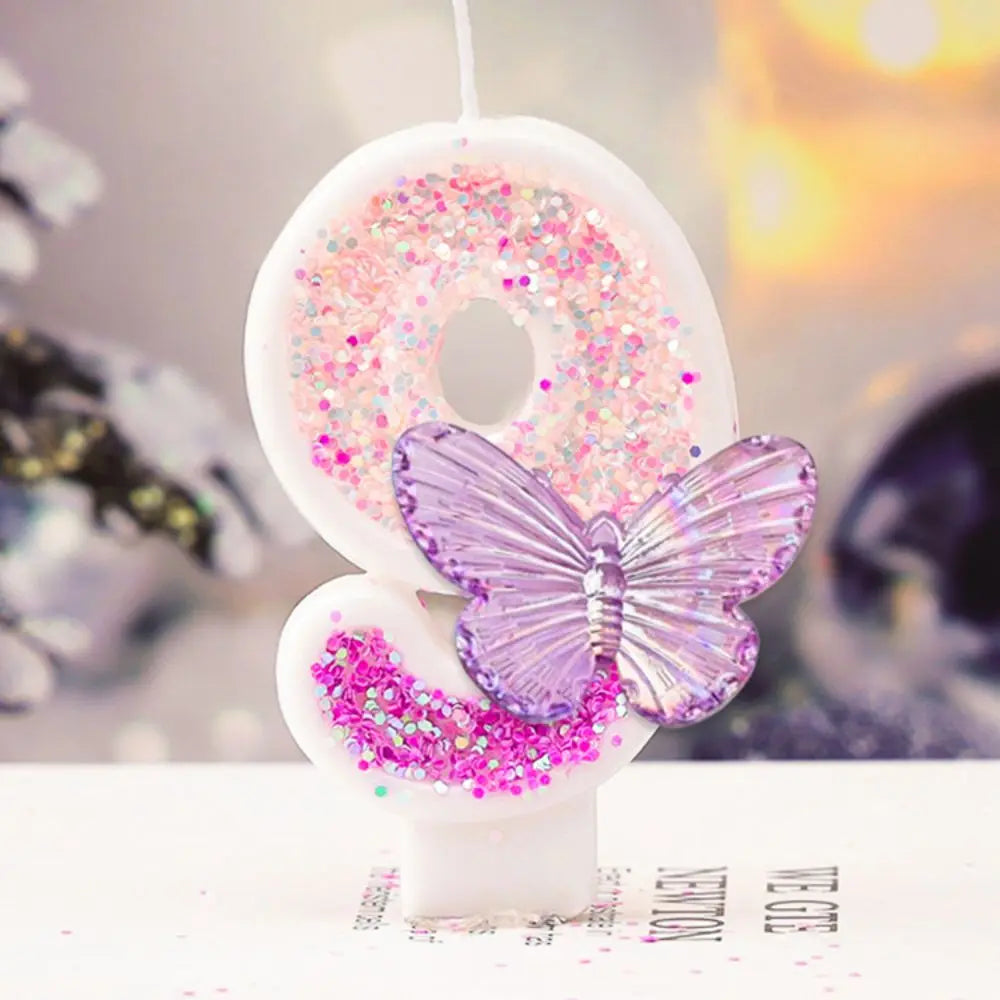 Butterflies Number Cake Candles.