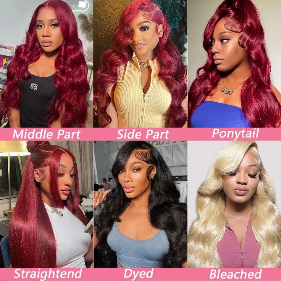 Body Wave Burgundy, Human Hair Wigs For Women.