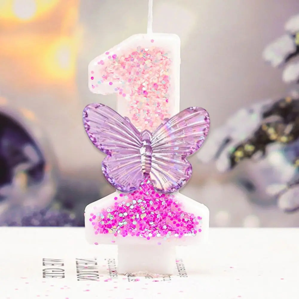 Butterflies Number Cake Candles.