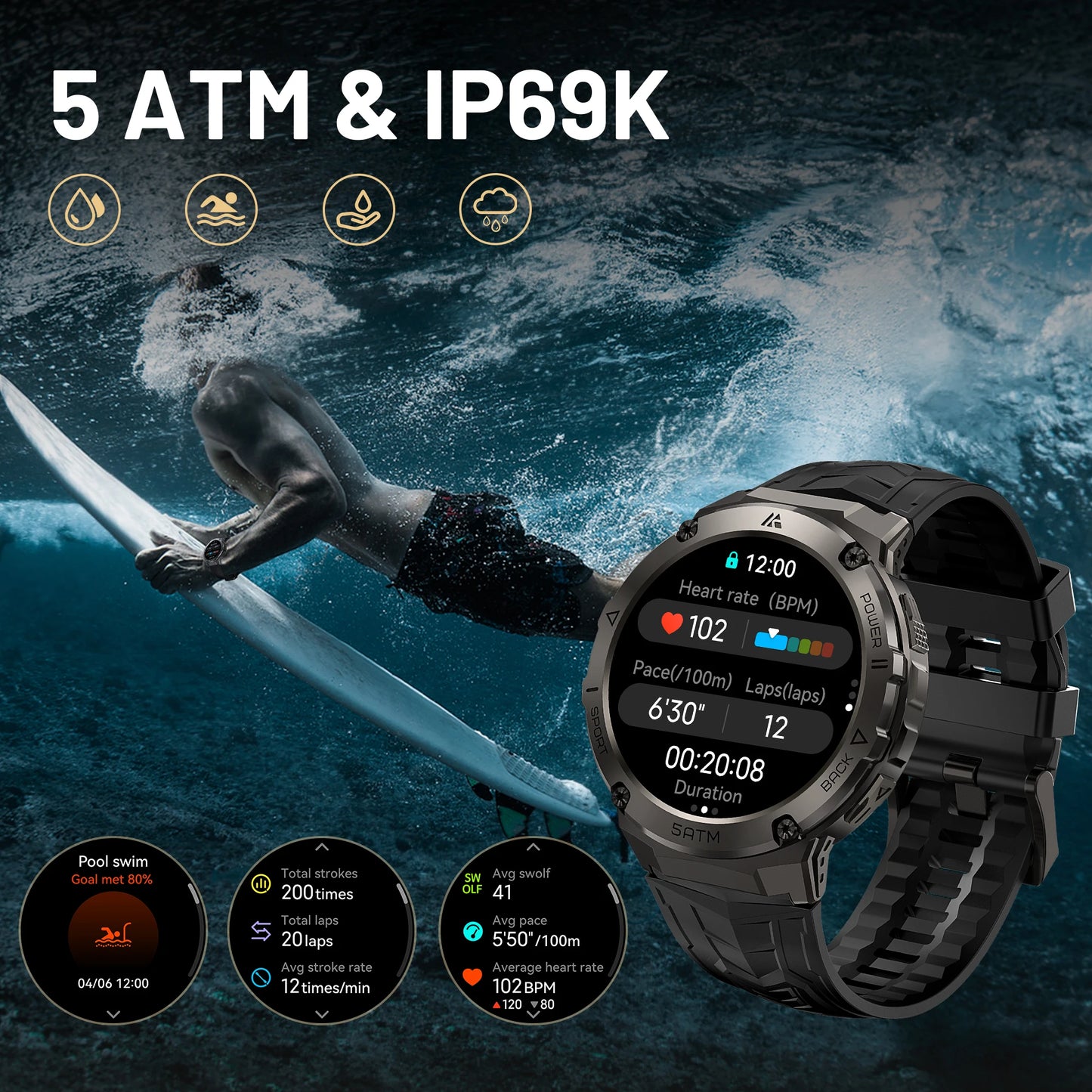 GPS Smart Watch For Men with Compass.