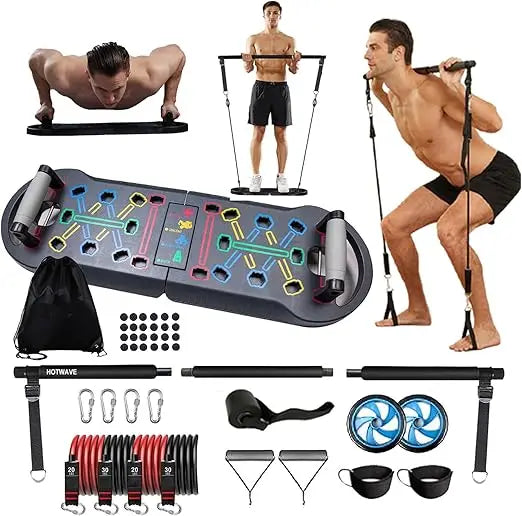 Portable Exercise Equipment with 16 Gym Accessories.