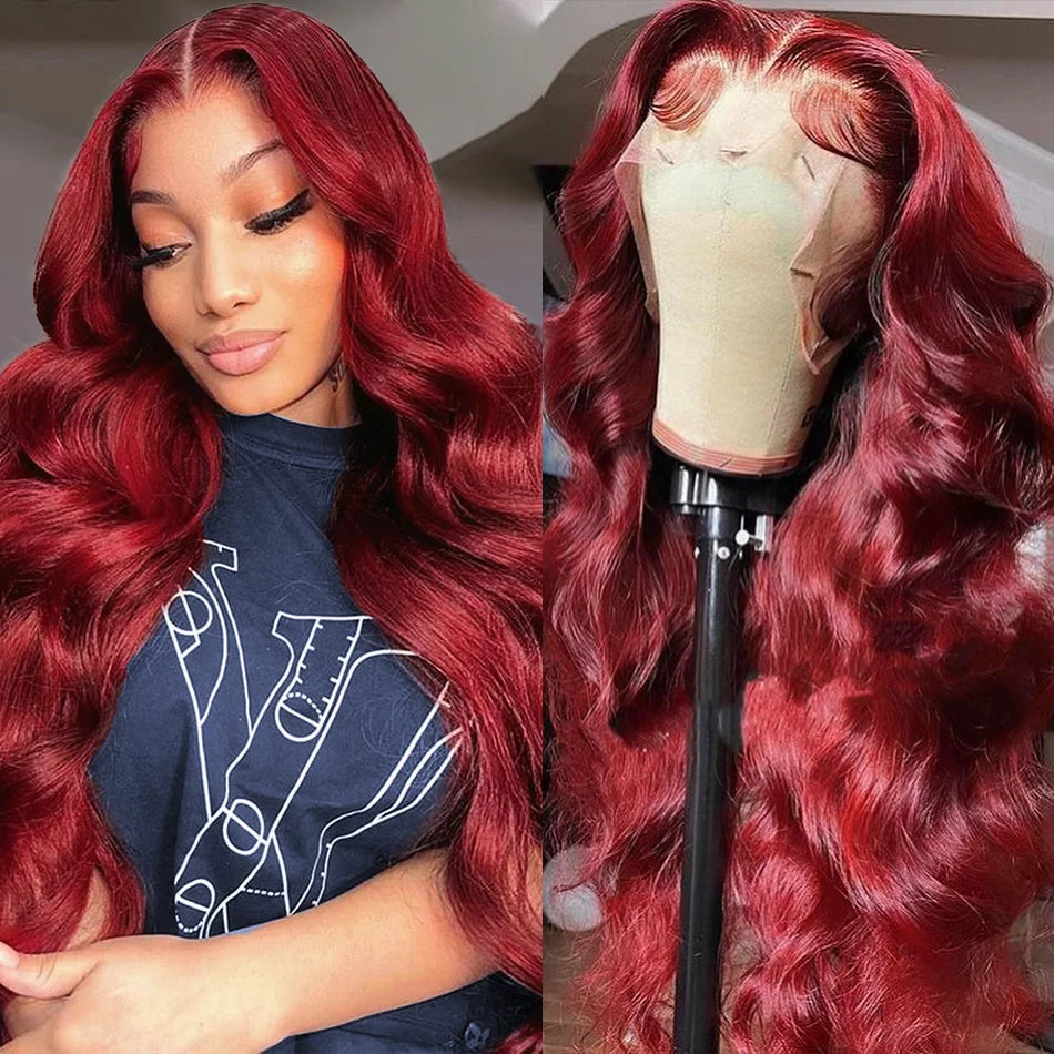 Body Wave Burgundy, Human Hair Wigs For Women.