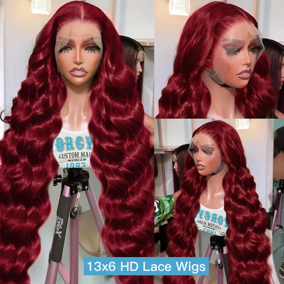 Body Wave Burgundy, Human Hair Wigs For Women.