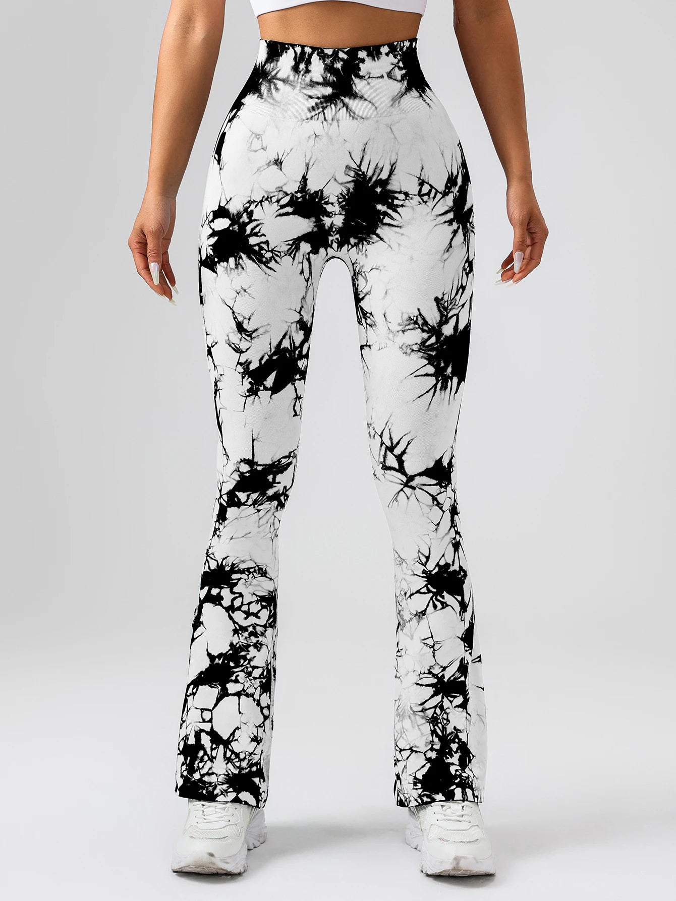 Women's Tie-dye flared yoga pants, High-waisted hip