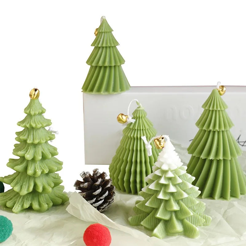 Handmade Christmas Tree Soy Wax Candle with Bell.