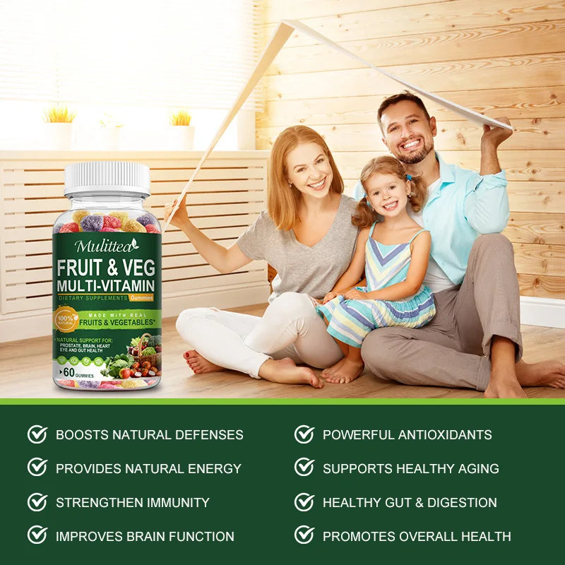 Natural Vegetable & Fruit Gummies Multiple Vitamins Supplement