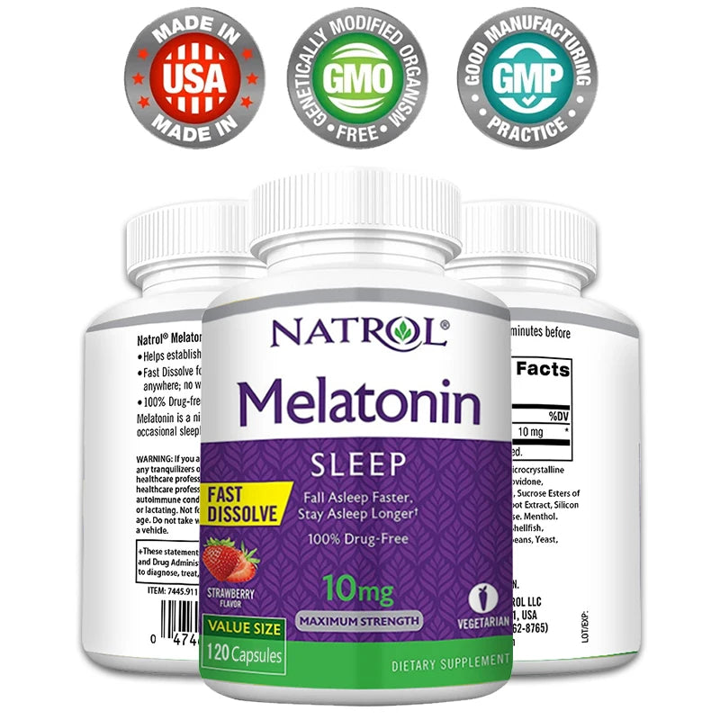Melatonin Sleep Supplement Immune Support, Stress Relief, Fall Asleep Faster,