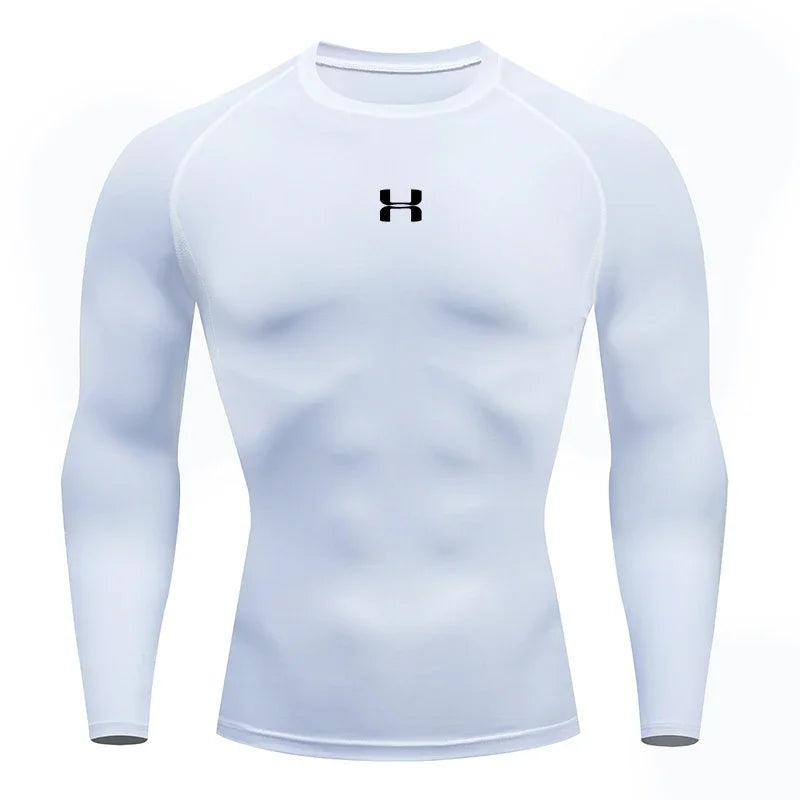 Fast fashion men's running tight fitting T-shirt long sleeved sports T-shirt gym fitness sportswear men's jogging sportswear