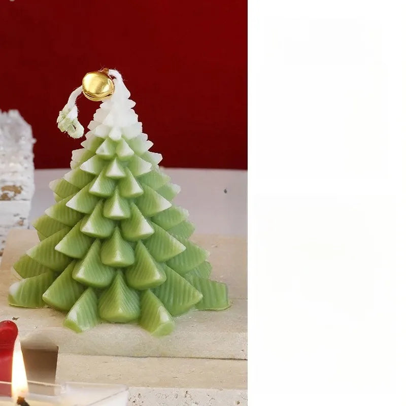 Handmade Christmas Tree Soy Wax Candle with Bell.