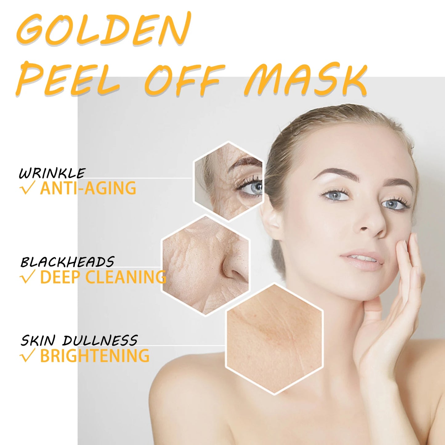 24K Gold Foil Peel-Off Facial Mask Moisturizing Brighten Skin