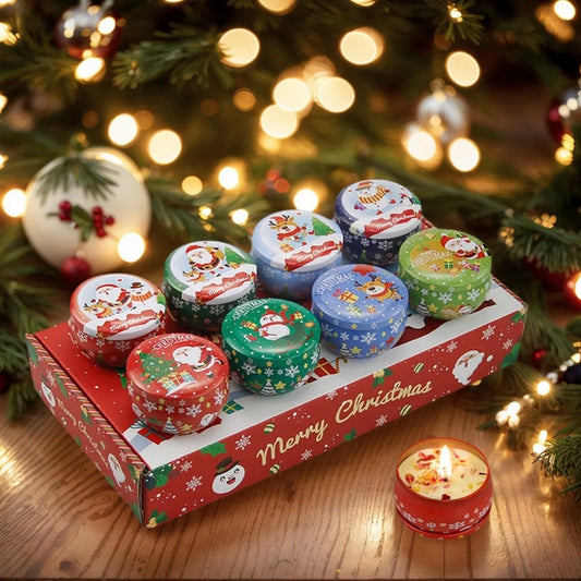 A Set of 8Pcs Christmas Candle Sets.
